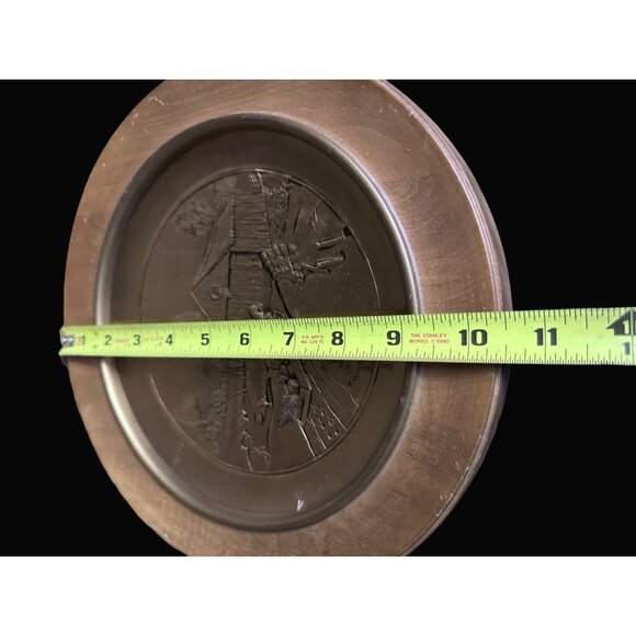 Wendell August Forge 1977 Solid Bronze Limited Edition Plate No. 806 With Walnut - Picture 2 of 8